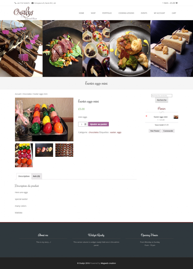 Site internet Oxalys Pâtisserie Café