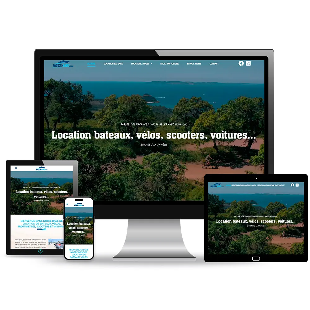 création site location bateaux vélos scooters Le Lavandou Novaloc